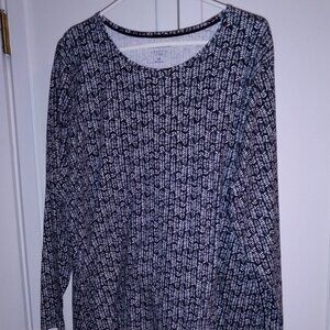 Women's Croft & Barrow 3X Black & White 100% Cotton L/S tee Long Sleeve